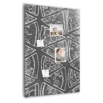 Magnetic wall board with pizza illustration