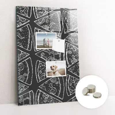 Magnetic wall board with pizza illustration