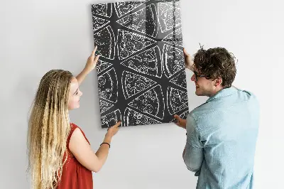 Magnetic wall board with pizza illustration