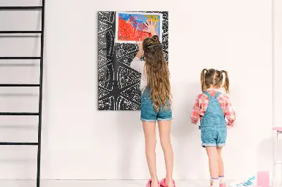 Magnetic wall board with pizza illustration