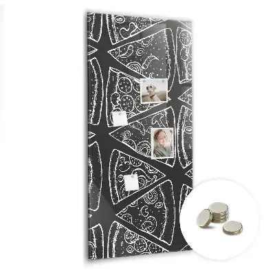 Magnetic wall board with pizza illustration