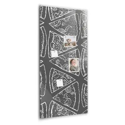 Magnetic wall board with pizza illustration