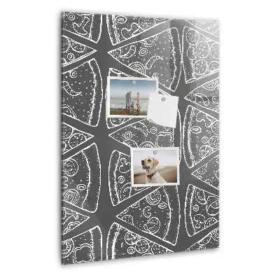 Magnetic wall board with pizza illustration