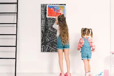 Magnetic wall board with pizza illustration