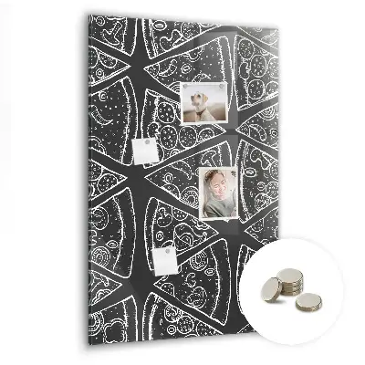Magnetic wall board with pizza illustration