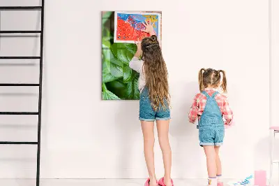 Magnetic glass dry erase board with basil leaves design