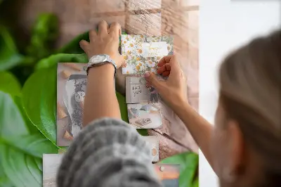 Magnetic glass dry erase board with basil leaves design