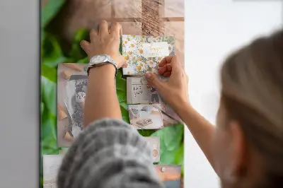 Magnetic glass dry erase board with basil leaves design