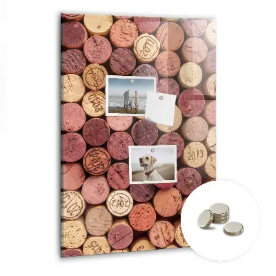 Magnetic glass dry erase board with wine cork design