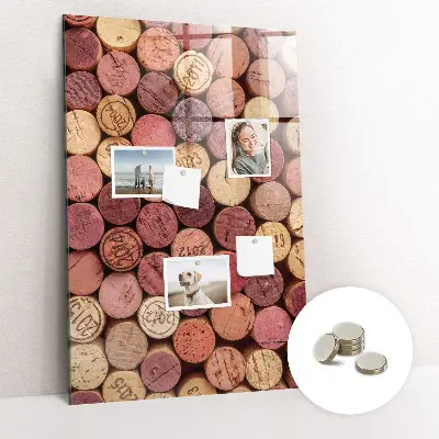 Magnetic glass dry erase board with wine cork design