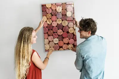 Magnetic glass dry erase board with wine cork design