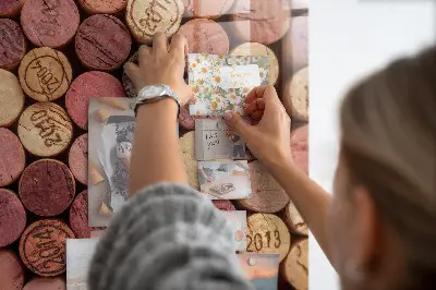 Magnetic glass dry erase board with wine cork design