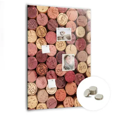 Magnetic glass dry erase board with wine cork design