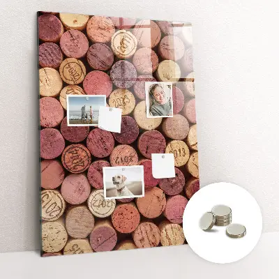 Magnetic glass dry erase board with wine cork design