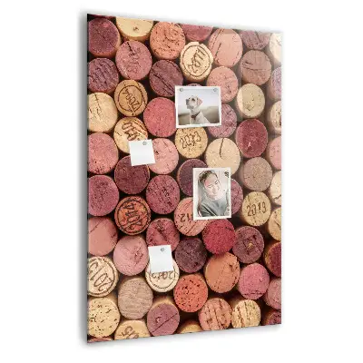 Magnetic glass dry erase board with wine cork design