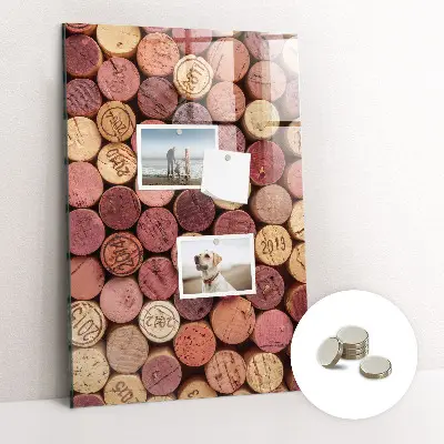Magnetic glass dry erase board with wine cork design