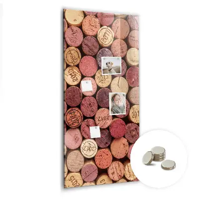 Magnetic glass dry erase board with wine cork design