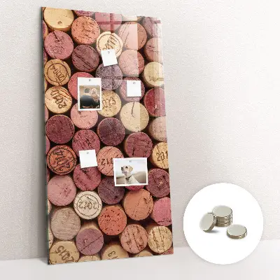 Magnetic glass dry erase board with wine cork design
