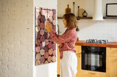 Magnetic glass dry erase board with wine cork design