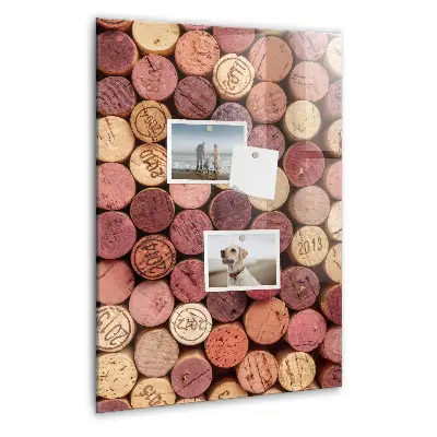 Magnetic glass dry erase board with wine cork design
