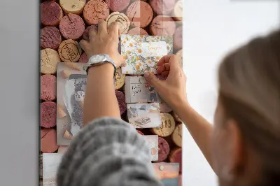 Magnetic glass dry erase board with wine cork design