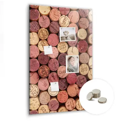 Magnetic glass dry erase board with wine cork design