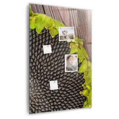 Magnetic glass dry erase board with sunflower seeds design