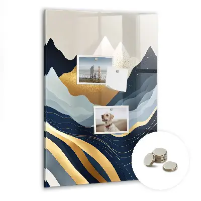 Abstract landscape magnetic glass dry erase board