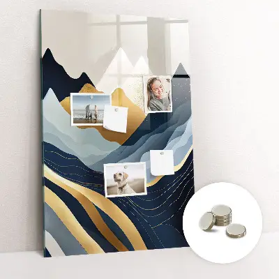 Abstract landscape magnetic glass dry erase board
