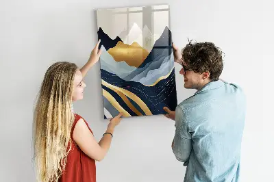Abstract landscape magnetic glass dry erase board
