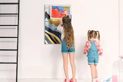Abstract landscape magnetic glass dry erase board