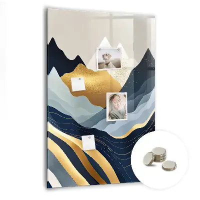 Abstract landscape magnetic glass dry erase board