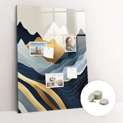 Abstract landscape magnetic glass dry erase board