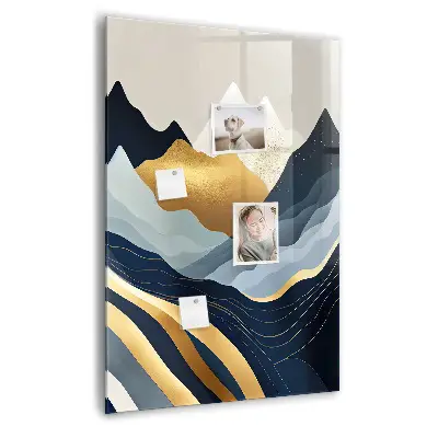Abstract landscape magnetic glass dry erase board