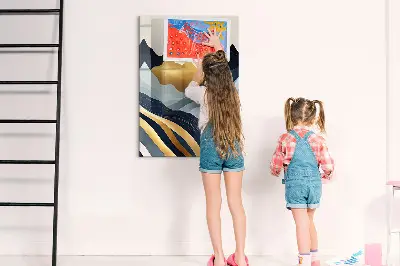 Abstract landscape magnetic glass dry erase board