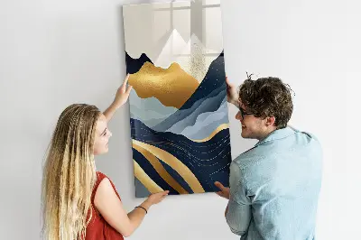 Abstract landscape magnetic glass dry erase board
