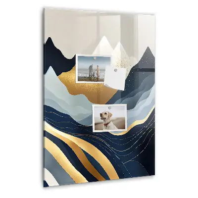Abstract landscape magnetic glass dry erase board