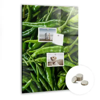 Magnetic wall board with green peppers print