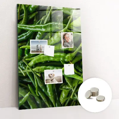 Magnetic wall board with green peppers print