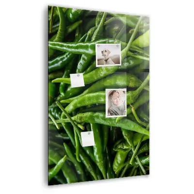 Magnetic wall board with green peppers print