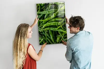 Magnetic wall board with green peppers print