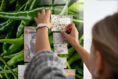 Magnetic wall board with green peppers print