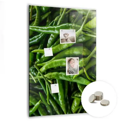 Magnetic wall board with green peppers print
