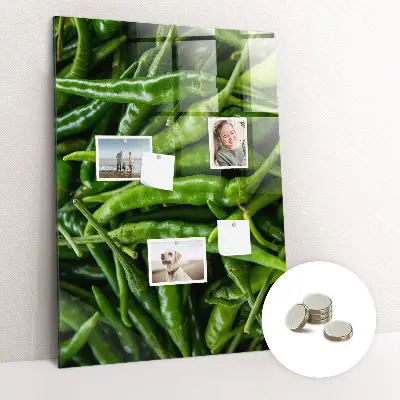 Magnetic wall board with green peppers print