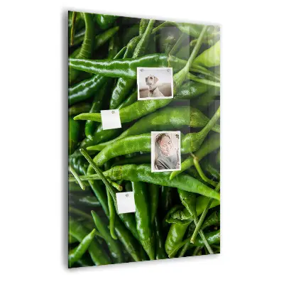 Magnetic wall board with green peppers print