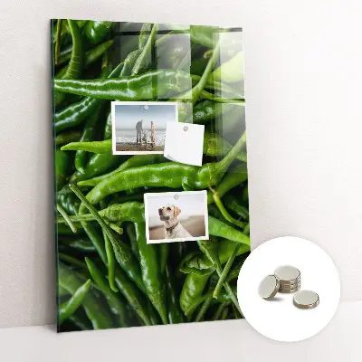 Magnetic wall board with green peppers print