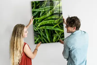 Magnetic wall board with green peppers print