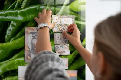 Magnetic wall board with green peppers print