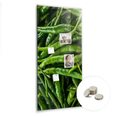 Magnetic wall board with green peppers print