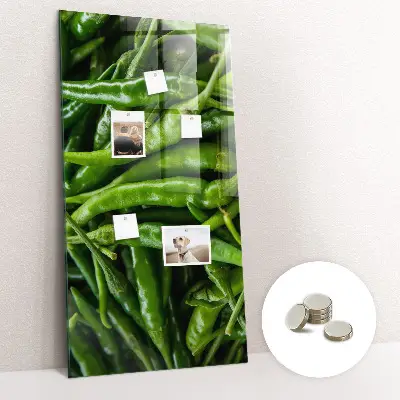 Magnetic wall board with green peppers print